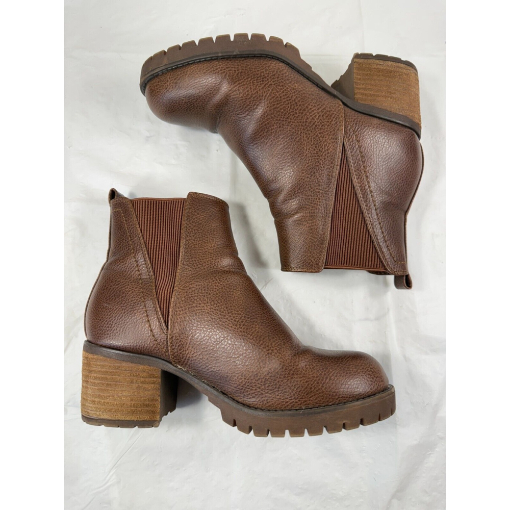 Mia Ribbed Chelsea Boot Weston Brown 7.5 M Block Heel - Picture 13 of 14